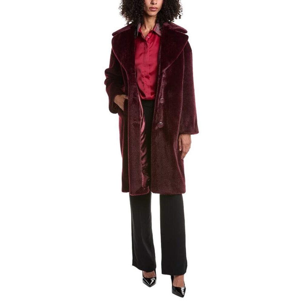 Joseph Ribkoff Womens Faux Fur Coat, Red